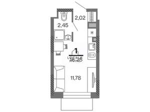 Студия квартира, вторичка, 16м2, 13/25 этаж