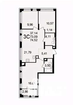 3-к квартира, вторичка, 75м2, 8/11 этаж
