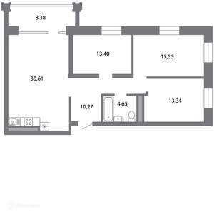 3-к квартира, вторичка, 92м2, 3/6 этаж