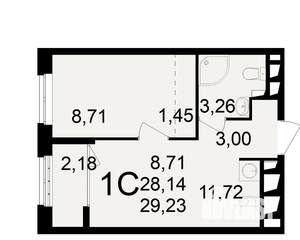 1-к квартира, вторичка, 28м2, 19/25 этаж