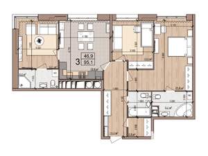 3-к квартира, вторичка, 95м2, 5/21 этаж