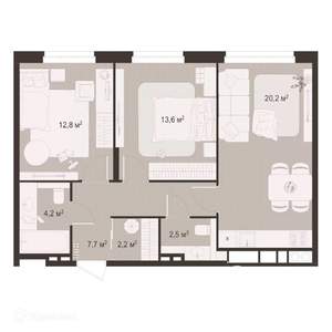 2-к квартира, вторичка, 63м2, 2/9 этаж