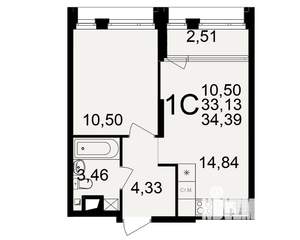 1-к квартира, вторичка, 33м2, 8/25 этаж