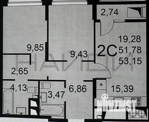 2-к квартира, вторичка, 55м2, 22/23 этаж