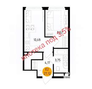 1-к квартира, вторичка, 27м2, 24/25 этаж