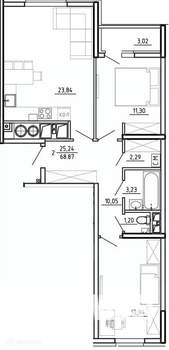 2-к квартира, вторичка, 69м2, 23/26 этаж