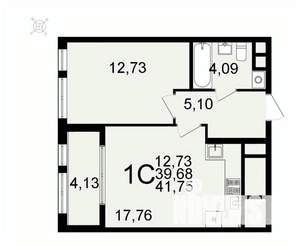 1-к квартира, вторичка, 42м2, 23/26 этаж