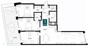 3-к квартира, вторичка, 131м2, 3/14 этаж