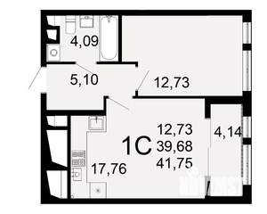 1-к квартира, вторичка, 40м2, 1/26 этаж