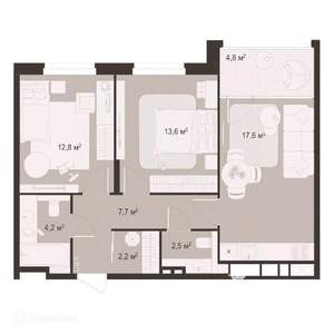 2-к квартира, вторичка, 65м2, 7/9 этаж