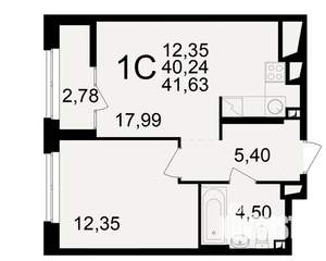 1-к квартира, вторичка, 40м2, 4/25 этаж