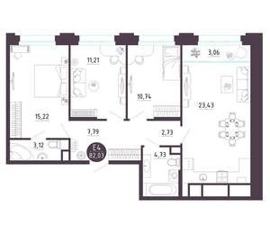 3-к квартира, вторичка, 82м2, 3/18 этаж
