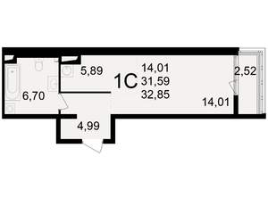 1-к квартира, вторичка, 32м2, 8/23 этаж