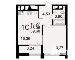 1-к квартира, вторичка, 38м2, 21/25 этаж
