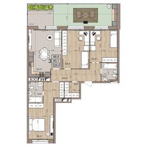 3-к квартира, вторичка, 124м2, 1/9 этаж