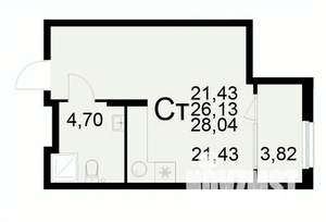 1-к квартира, вторичка, 28м2, 2/22 этаж