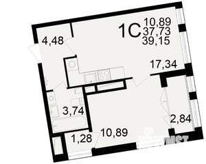 1-к квартира, вторичка, 38м2, 21/25 этаж