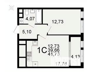 1-к квартира, вторичка, 42м2, 2/26 этаж