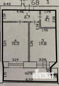 1-к квартира, вторичка, 42м2, 12/15 этаж