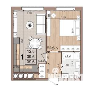 1-к квартира, вторичка, 40м2, 3/17 этаж