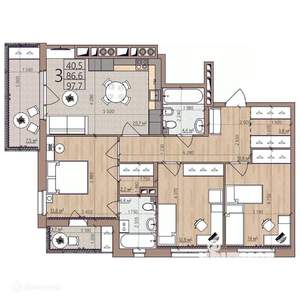 3-к квартира, вторичка, 98м2, 3/9 этаж