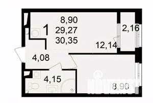1-к квартира, вторичка, 30м2, 11/24 этаж