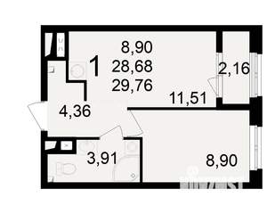 1-к квартира, вторичка, 29м2, 13/23 этаж