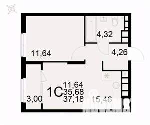 1-к квартира, вторичка, 37м2, 18/22 этаж