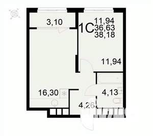 1-к квартира, вторичка, 38м2, 14/22 этаж