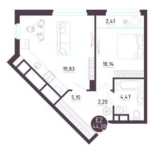 1-к квартира, вторичка, 44м2, 8/18 этаж