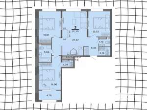 3-к квартира, вторичка, 91м2, 4/22 этаж