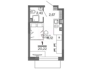 Студия квартира, вторичка, 20м2, 13/25 этаж