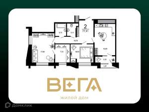 2-к квартира, вторичка, 77м2, 6/20 этаж