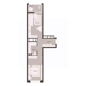 1-к квартира, строящийся дом, 49м2, 2/8 этаж