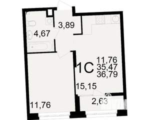 1-к квартира, вторичка, 35м2, 5/25 этаж