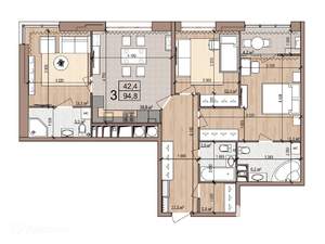 3-к квартира, вторичка, 95м2, 14/22 этаж