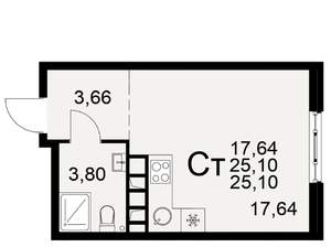 Студия квартира, вторичка, 25м2, 10/22 этаж