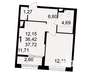 1-к квартира, вторичка, 36м2, 4/23 этаж