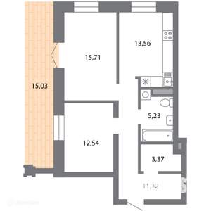 2-к квартира, вторичка, 66м2, 1/6 этаж