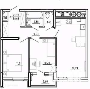 2-к квартира, вторичка, 59м2, 5/26 этаж