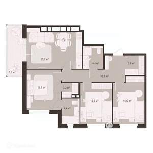 3-к квартира, вторичка, 94м2, 3/9 этаж
