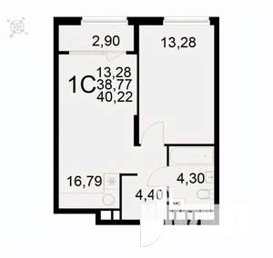 1-к квартира, вторичка, 40м2, 3/22 этаж