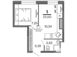 1-к квартира, вторичка, 26м2, 25/25 этаж