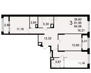 3-к квартира, вторичка, 82м2, 9/23 этаж