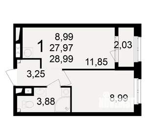 1-к квартира, вторичка, 28м2, 14/23 этаж