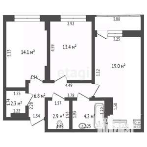 2-к квартира, вторичка, 64м2, 19/24 этаж