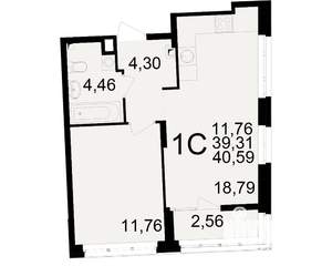 1-к квартира, вторичка, 39м2, 6/25 этаж