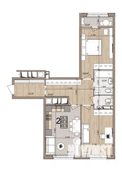 2-к квартира, вторичка, 70м2, 14/25 этаж