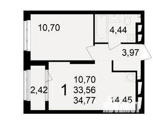 1-к квартира, вторичка, 34м2, 21/23 этаж