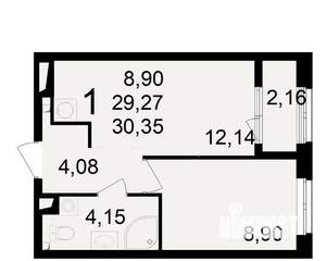1-к квартира, вторичка, 29м2, 6/23 этаж